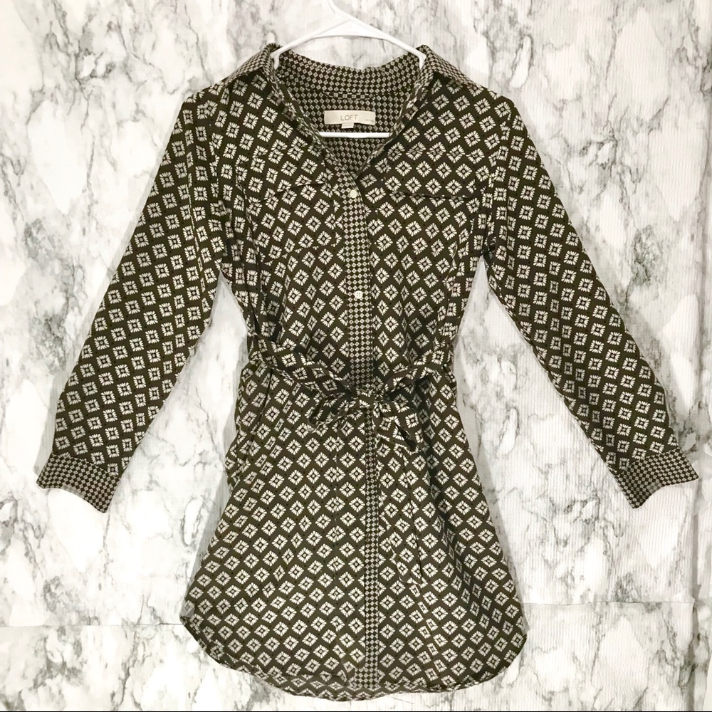 Ann Taylor Loft Button-Up Shirt Dress | XXS Petite